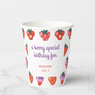 Gobelets En Papier Berry Special Strawberry Anniversaire - Blanc