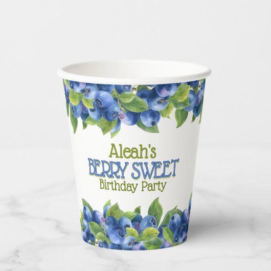 Gobelets En Papier Berry Sweet Blueberry Thème Anniversaire (Recto)