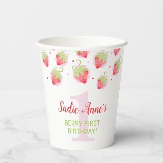 Gobelets En Papier Berry Sweet fraise Baies rouges Anniversaire (Verso)