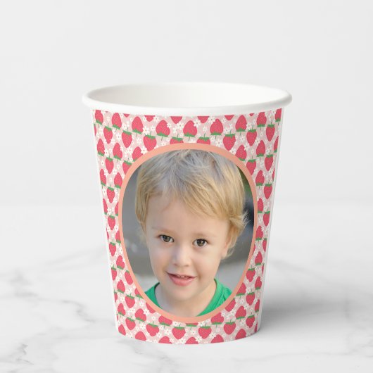 Gobelets En Papier Berry Sweet Strawberry 1er fête d'anniversaire (Verso)