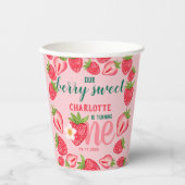 Gobelets En Papier Berry Sweet Strawberry Baby 1er anniversaire fête (Recto)