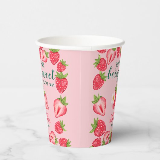 Gobelets En Papier Berry Sweet Strawberry Baby shower personnalisé (Droite)