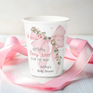 Gobelets En Papier Berry Sweet Strawberry Bow Baby shower Floral