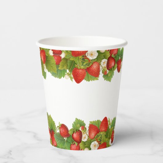 Gobelets En Papier Berry Sweet Strawberry Thème Anniversaire (Verso)