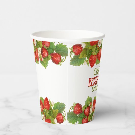 Gobelets En Papier Berry Sweet Strawberry Thème Anniversaire (Droite)