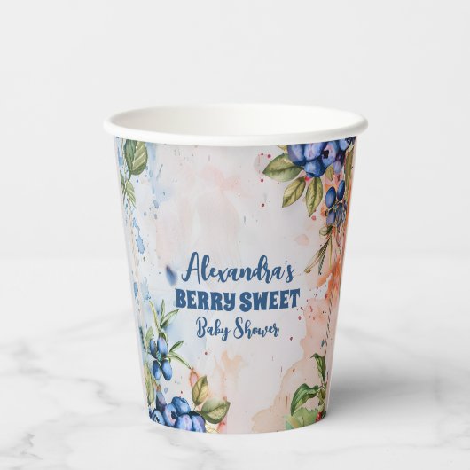Gobelets En Papier Berry Sweet Wild Berries & Fleurs Baby shower (Verso)