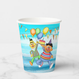 Gobelets En Papier Bert et Ernie Balloons d'anniversaire