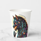 Gobelets En Papier Bête Cyber d'Halloween (Recto)