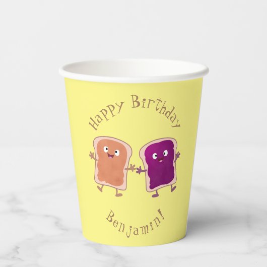 Gobelets En Papier Beurre d'arachide mignonne et caricature sandwich (Verso)