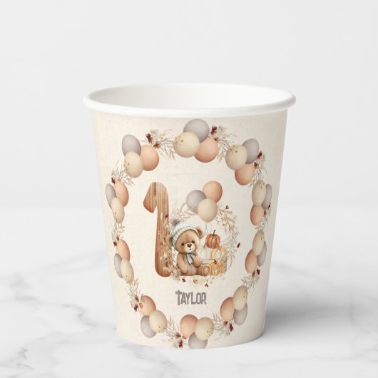 Gobelets En Papier Beurre d'automne 1er tasses de papier d'anniversai (Verso)