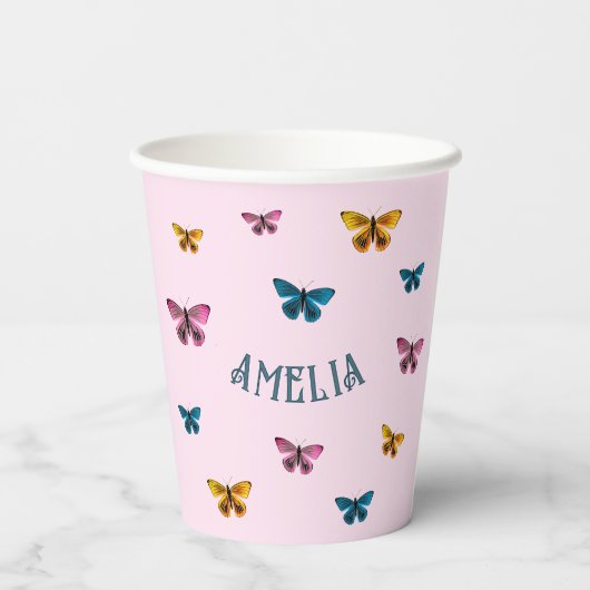 Gobelets En Papier Beurre rose mignonne Fille Anniversaire (Verso)