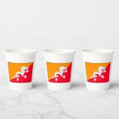 Gobelets En Papier Bhoutan Drapeau design avec Dragon Blanc
