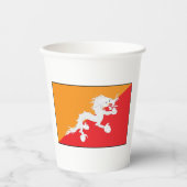 Gobelets En Papier Bhoutan Drapeau design avec Dragon Blanc (Recto)