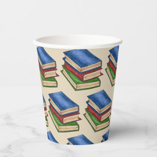 Gobelets En Papier Bibliothèque Livres Professeur Bibliothécaire Écol (Recto)