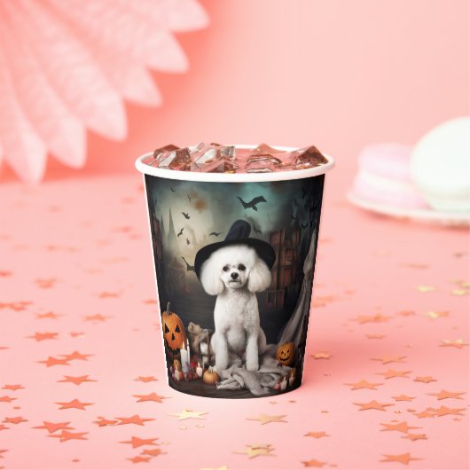 Gobelets En Papier Bichon Frise Citrouilles Halloween effrayant (Insitu)