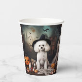 Gobelets En Papier Bichon Frise Citrouilles Halloween effrayant (Verso)