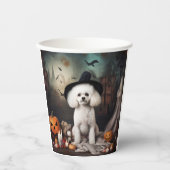 Gobelets En Papier Bichon Frise Citrouilles Halloween effrayant (Recto)
