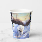 Gobelets En Papier Bichon Frise Laisser neiger Noël (Verso)