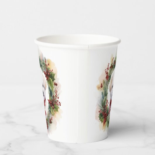 Gobelets En Papier Bichon Frise Wreath Festive Pup (Droite)