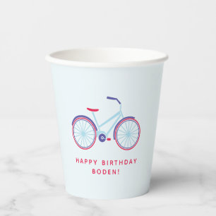 Gobelets En Papier Bicyclette Party Rouge Bleu Personnalisé