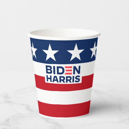 Gobelets En Papier Biden Harris Red White and Blue Stars and Stripe (Recto)
