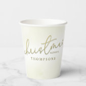 Gobelets En Papier Bienheureux de Noël Script de calligraphie d'or (Verso)