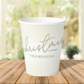 Gobelets En Papier Bienheureux de Noël Script de calligraphie d'or