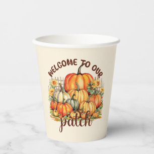 Gobelets En Papier Bienvenue dans notre Patch - Cosy Citrouille Patch
