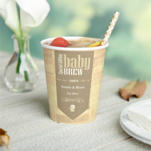 Gobelets En Papier Bière brassée bébé personnalisée Étiquette Drôle D (Insitu)