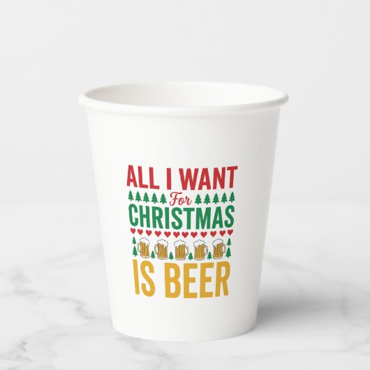 Gobelets En Papier Bières de Noël Conception de boisson de vacances a (Recto)