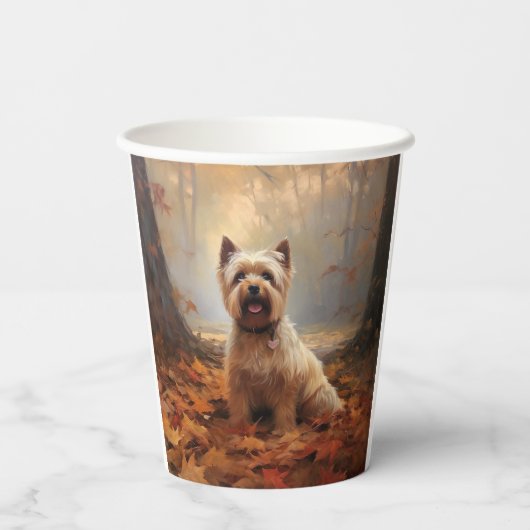 Gobelets En Papier Biewer Terrier à l'automne Leaves automne Inspire (Verso)