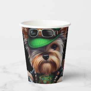 Gobelets En Papier Biewer Terrier Chien Conduite Vélo St. Patrick's D