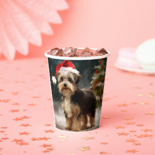 Gobelets En Papier Biewer Terrier Chien dans Noël de neige