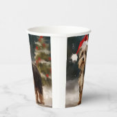 Gobelets En Papier Biewer Terrier Chien dans Noël de neige (Droite)