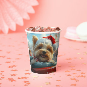 Gobelets En Papier Biewer Terrier Chien Montagnes Russes Noël
