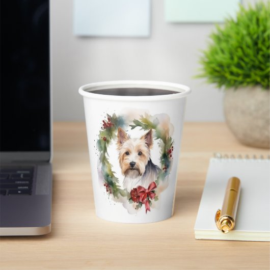 Gobelets En Papier Biewer Terrier Noël Wreath Festive Pup (Insitu)