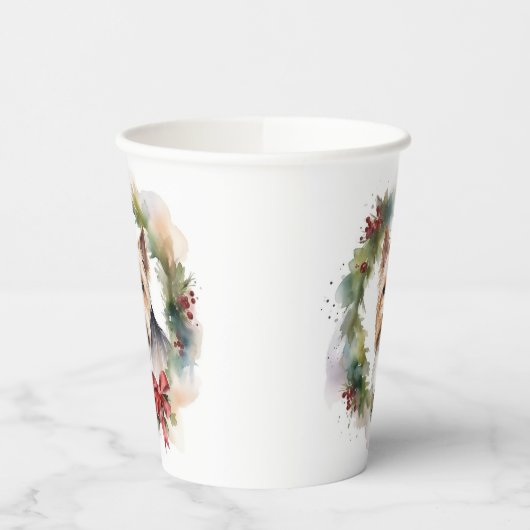 Gobelets En Papier Biewer Terrier Noël Wreath Festive Pup (Gauche)