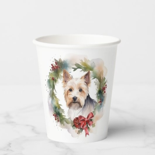 Gobelets En Papier Biewer Terrier Noël Wreath Festive Pup (Recto)