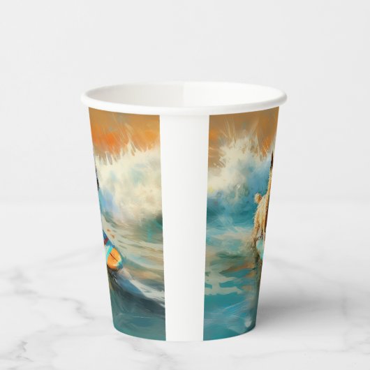 Gobelets En Papier Biewer Terrier Plage Surf Peinture (Gauche)