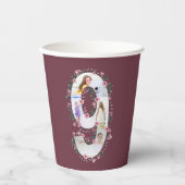 Gobelets En Papier Big 9th Birthday Girl Photo Collage Fleur rose (Recto)