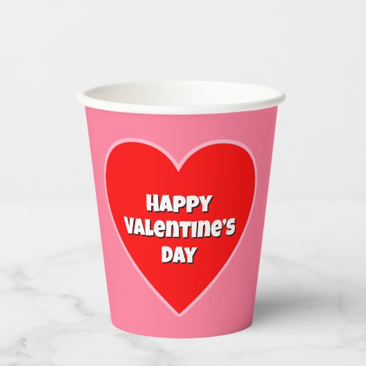 Gobelets En Papier Big Red Happy Valentine's Day Heart (Recto)