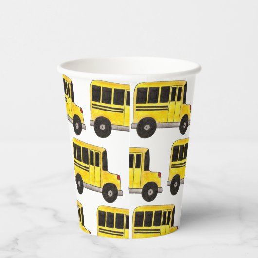 Gobelets En Papier Big Yellow School Bus Enseignant Conducteur Éducat (Droite)