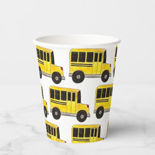 Gobelets En Papier Big Yellow School Bus Enseignant Conducteur Éducat (Recto)