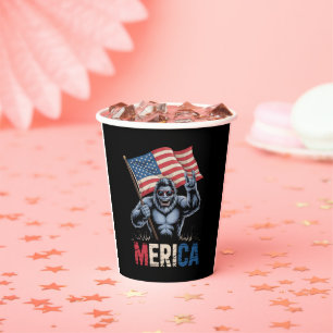 Gobelets En Papier Bigfoot Merica Rock Drapeau Américain Patriotique 