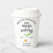 Gobelets En Papier Bikinis & Martinis Piscine tropicale Hen Bachelore (Verso)