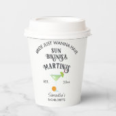 Gobelets En Papier Bikinis & Martinis Piscine tropicale Hen Bachelore (Recto)