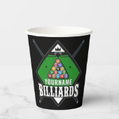 Gobelets En Papier Billard personnalisé NOM Cue Rack Pool Room (Recto)