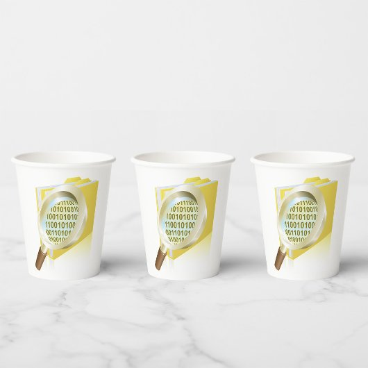 Gobelets En Papier Binary Data Magnification de verre Recherche de fi