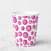 Gobelets En Papier Bingo Party mignon rose et blanc (Recto)