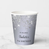 Gobelets En Papier Birthday argent parties scintillant scintille nom (Recto)